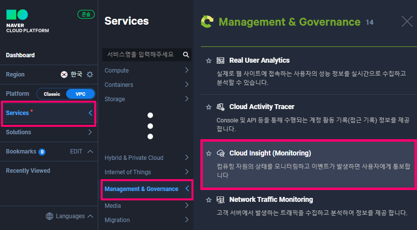 Ncloud 모니터링 서비스 Cloud Insight 설정 가이드